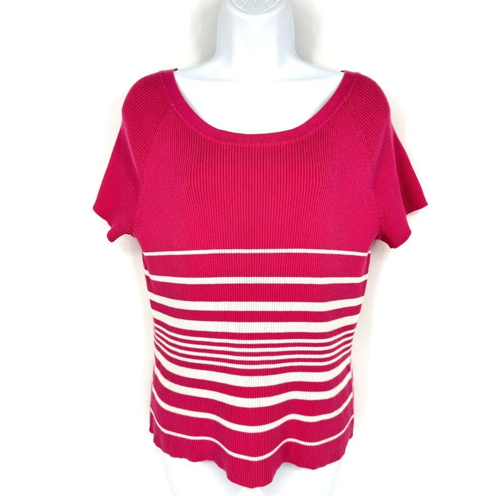 FALLS CREEK Vintage Top Women's Size XL Barbie Pink Boat Neck Short Sleeve - Picture 1 of 10